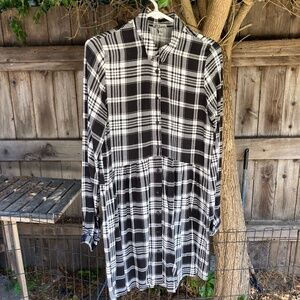 Plaid Button Up Shirt Dress